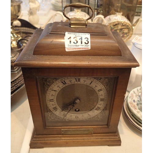 1313 - Mahogany cased presentation clock from ICI, dated 1946, not working at lotting. Not available for in... 