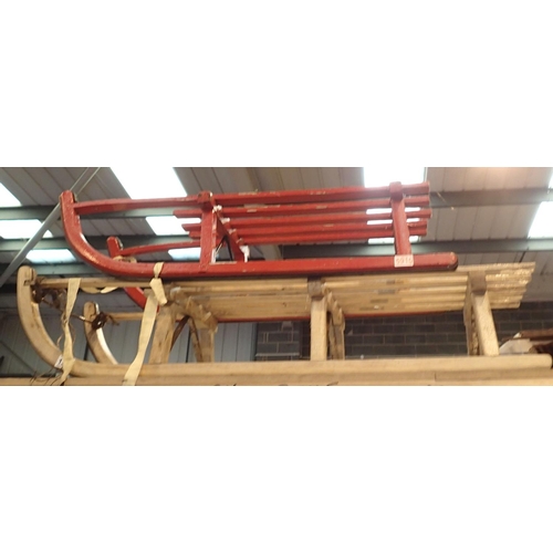 1399 - Two vintage wooden sleighs, each 45 inches long. Not available for in-house P&P, contact Paul O'Hea ... 