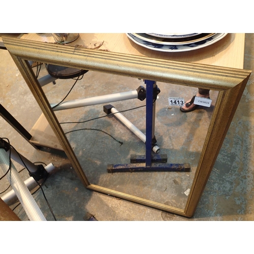 1413 - Large framed mirror, size 75 x 50 cm .Not available for in-house P&P, contact Paul O'Hea at Mailboxe... 