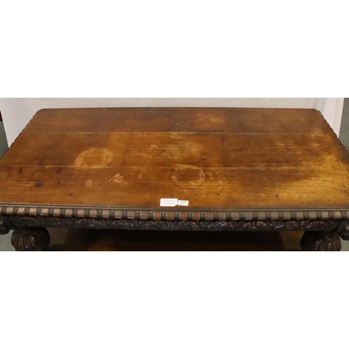 461A - Victorian heavily carved oak two tier buffet, 168 x 78 x 102 cm H. Not available for in-house P&P, c... 