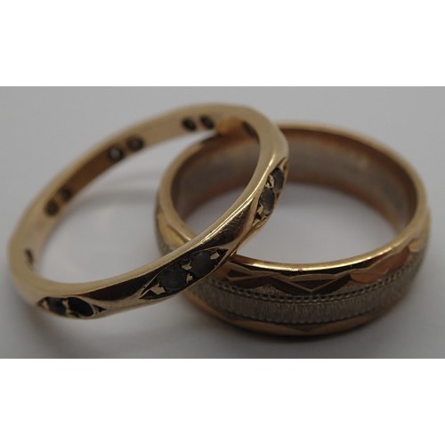 88 - Two 9ct gold rings, size N and O, combined 6.6g, one stone set. P&P Group 1 (£14+VAT for the first l... 