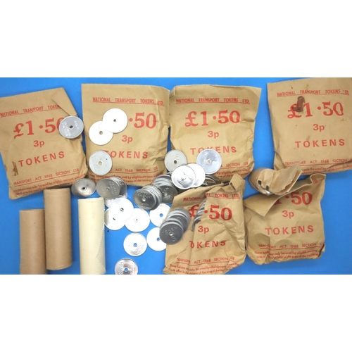 3032 - National Transport tokens, some in sealed bags. P&P Group 2 (£18+VAT for the first lot and £3+VAT fo... 