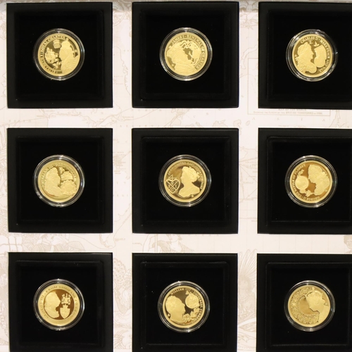 3200 - An East India Company Empire Collection set of nine gold proof coins, each of one denomination, indi...