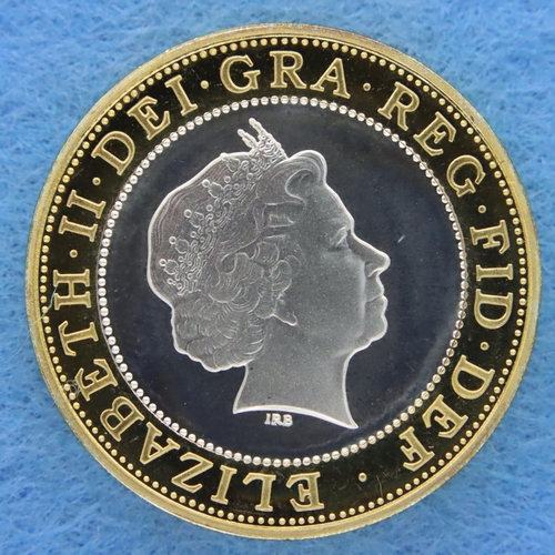 3053 - 2003 silver proof uncirculated piedfort £2 coin, encapsulated with gold plating, DNA Helix verso. P&... 