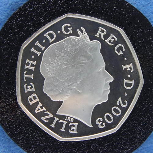 3054 - 2003 encapsulated silver proof uncirculated piedfort 50p coin; Womens Political Union. P&P Group 1 (... 