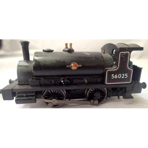 2115 - Hornby repaint/renumber 040 Saddle Tank, BR Black 56025, in fair to good condition, unboxed. P&P Gro... 