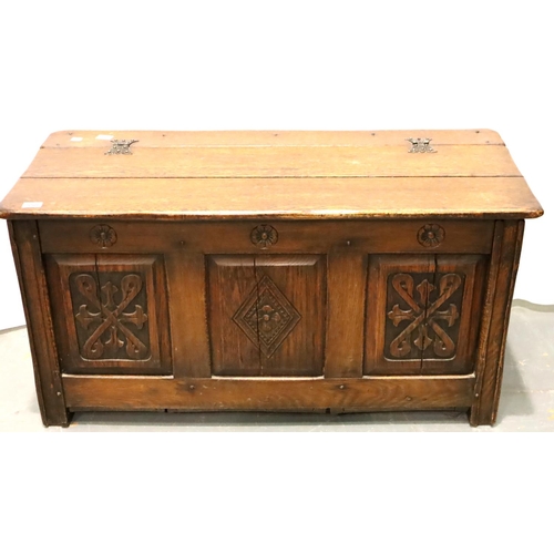 510 - 18th century blanket box with later additions, 110 x 50 x 57 cm H. Not available for in-house P&P, c... 