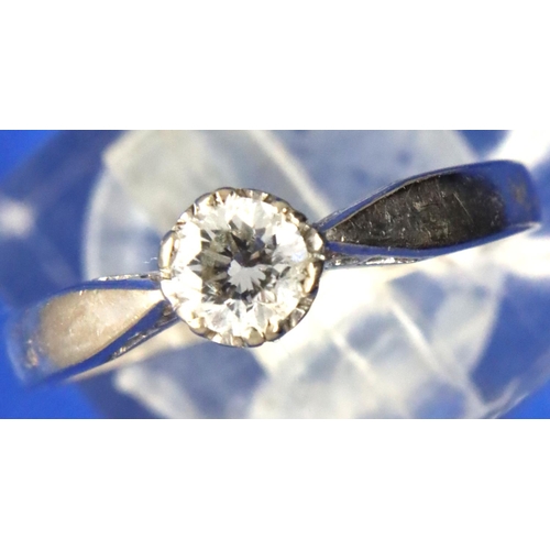 26 - 18ct white gold ring, approximately 0.2ct circular diamond, size L, 2.8g. P&P Group 1 (£14+VAT for t... 