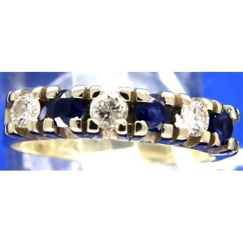 39 - 18ct white gold, diamond and sapphire set ring, size L/M, 3.3g. P&P Group 1 (£14+VAT for the first l... 