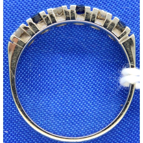 39 - 18ct white gold, diamond and sapphire set ring, size L/M, 3.3g. P&P Group 1 (£14+VAT for the first l... 