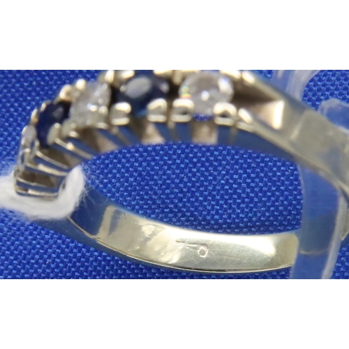 39 - 18ct white gold, diamond and sapphire set ring, size L/M, 3.3g. P&P Group 1 (£14+VAT for the first l... 