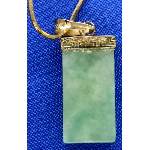 41 - 9ct gold and jade pendant and chain, chain L: 44 cm, combined 4.4g. P&P Group 1 (£14+VAT for the fir... 