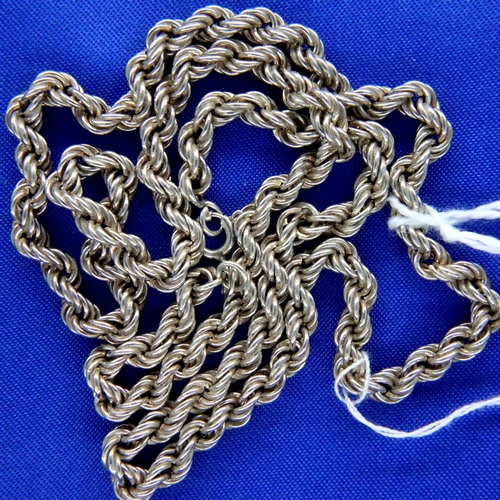 52 - Sterling silver rope neck chain, stamped 925, L: 45 cm, 10g. P&P Group 1 (£14+VAT for the first lot ... 