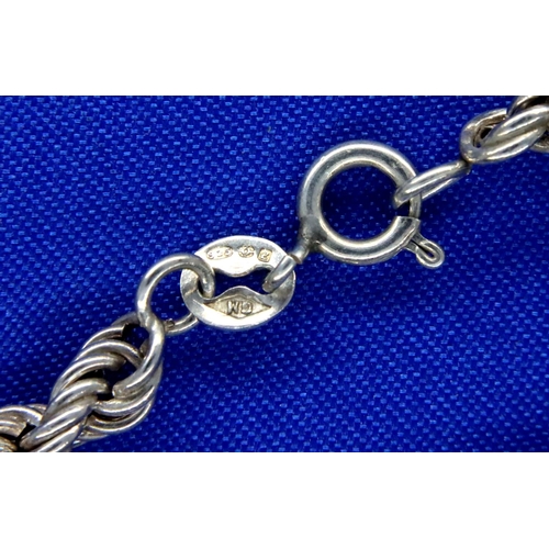 52 - Sterling silver rope neck chain, stamped 925, L: 45 cm, 10g. P&P Group 1 (£14+VAT for the first lot ... 