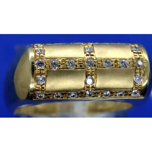 55 - Contemporary heavy gauge 14ct gold white stone set half eternity ring, size O/P, 9.5g. P&P Group 1 (... 