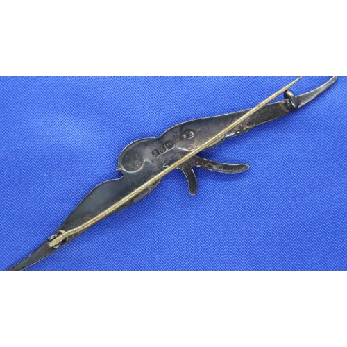 57 - Charles Horner bluebird pin brooch, L: 80 mm. Damage to enamel. P&P Group 1 (£14+VAT for the first l... 