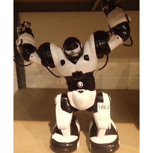 1063 - Large toy robot figure. Not available for in-house P&P, contact Paul O'Hea at Mailboxes on 01925 659... 