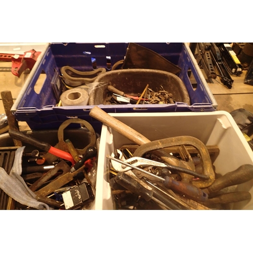 1622 - Three boxes of mixed tools including screwdrivers, spanners etc. Not available for in-house P&P, con... 