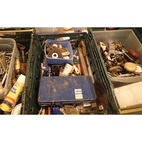 1616 - Three boxes of mixed tools including spanners, socket sets, vintage hand tools etc. Not available fo... 