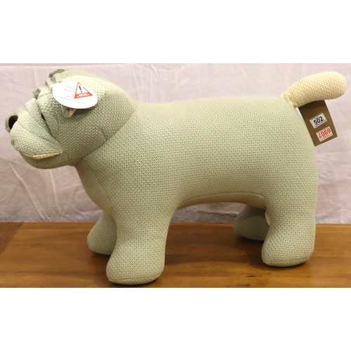 502 - Large woolen dog footstool, L: 100 cm. Not available for in-house P&P, contact Paul O'Hea at Mailbox... 