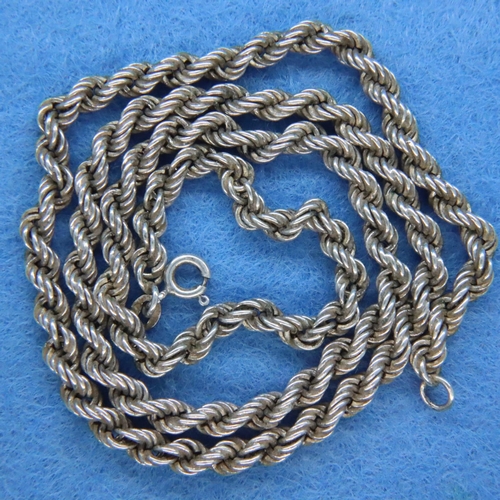 64 - 925 silver rope necklace, L: 49 cm. P&P Group 1 (£14+VAT for the first lot and £1+VAT for subsequent... 