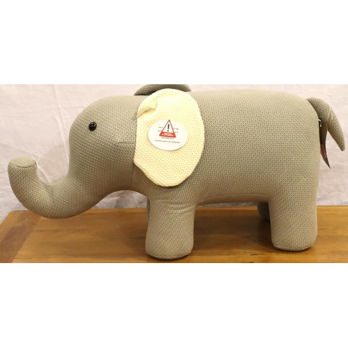 501 - Large woolen elephant footstool, L: 100 cm. Not available for in-house P&P, contact Paul O'Hea at Ma... 