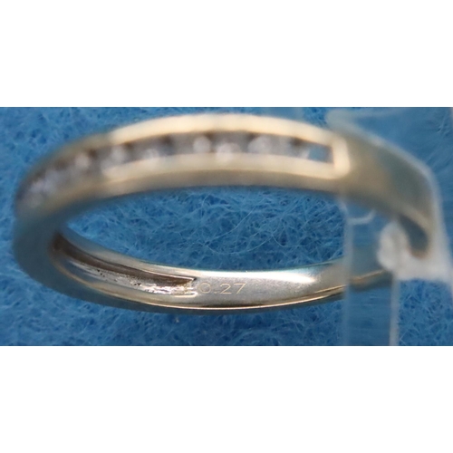 63 - 18ct white gold diamond half eternity ring, size K, 2.6g. P&P Group 1 (£14+VAT for the first lot and... 