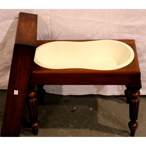 507 - Victorian walnut bidet with ceramic pot. Not available for in-house P&P, contact Paul O'Hea at Mailb... 