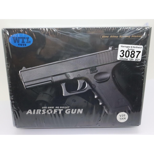 3087 - New and boxed airsoft Glock BB pistol. P&P Group 1 (£14+VAT for the first lot and £1+VAT for subsequ... 