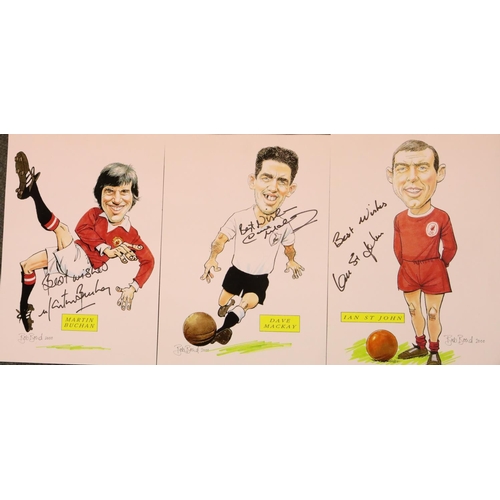 3105 - Football: Ian St John, Martin Buchan and Dave Mackay, Charity Golf Tournament obtained pen signed pr... 