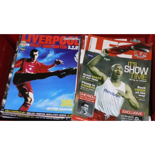 3117 - Liverpool FC 2001-2 matchday magazines, approximately fifty in total. Not available for in-house P&P... 