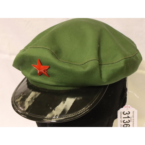 3136 - 1960s China Peoples Liberation Army cap. P&P Group 2 (£18+VAT for the first lot and £3+VAT for subse... 