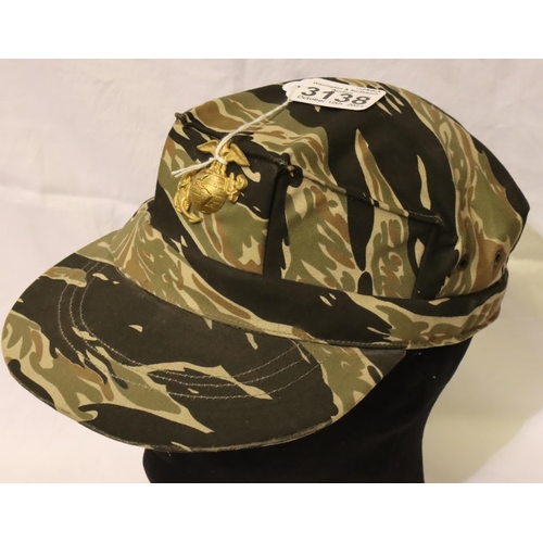 3138 - Vietnam War period USMC tiger camouflage cap. P&P Group 2 (£18+VAT for the first lot and £3+VAT for ... 