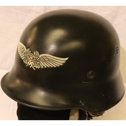 3145 - WWII German lightweight Civil Defence helmet that was reissued in the 1950s. A later Luftschutz deca... 