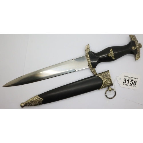 3158 - Contemporary SA ceremonial dagger copy with scabbard. P&P Group 2 (£18+VAT for the first lot and £3+... 