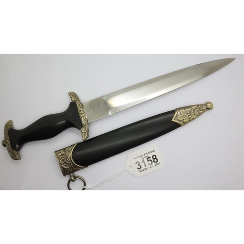 3158 - Contemporary SA ceremonial dagger copy with scabbard. P&P Group 2 (£18+VAT for the first lot and £3+... 