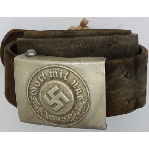 3164 - WWII German Police belt and buckle, late War issue, stamped RZM. P&P Group 1 (£14+VAT for the first ... 