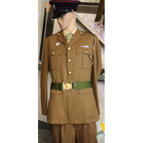 3179 - The Mercian Regiment uniform, comprising tunic with ribbon bar, belt, trousers and cap with lanyard.... 