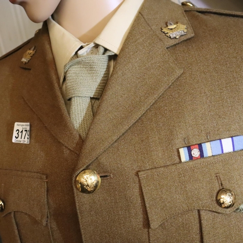 3179 - The Mercian Regiment uniform, comprising tunic with ribbon bar, belt, trousers and cap with lanyard.... 