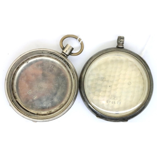 114 - Two continental silver pocket watch cases, each D: 50 mm. P&P Group 1 (£14+VAT for the first lot and... 