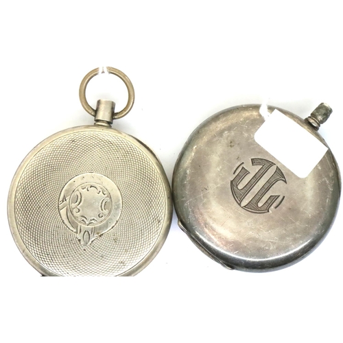 114 - Two continental silver pocket watch cases, each D: 50 mm. P&P Group 1 (£14+VAT for the first lot and... 