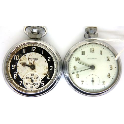 119 - Two Ingersoll crown wind open face pocket watches for spares or repair. P&P Group 2 (£18+VAT for the... 