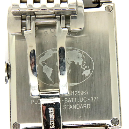 123 - Rotary; two gents wristwatches, one gold plated, the other stainless steel, both require batteries. ... 