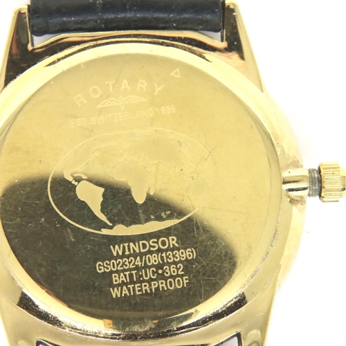 123 - Rotary; two gents wristwatches, one gold plated, the other stainless steel, both require batteries. ... 