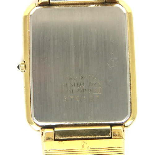 127 - Seiko Lassale; gents slim profile quartz wristwatch on a gold plated bracelet, working at lotting up... 