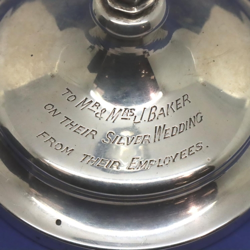 138 - Pair of hallmarked silver weighted candlesticks, Birmingham assay, H: 26 cm. P&P Group 2 (£18+VAT fo... 