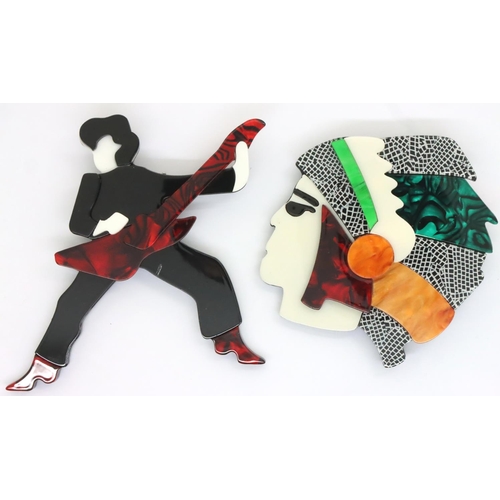 63 - Two Arts and Crafts type brooches, largest L: 12 cm. P&P Group 1 (£14+VAT for the first lot and £1+V... 