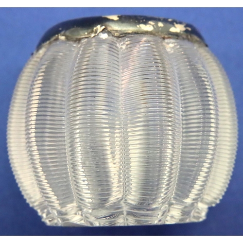 152 - Cut glass silver topped atomiser, two scent bottles with silver collars, two glass jars with silver ... 