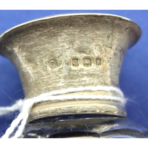 152 - Cut glass silver topped atomiser, two scent bottles with silver collars, two glass jars with silver ... 