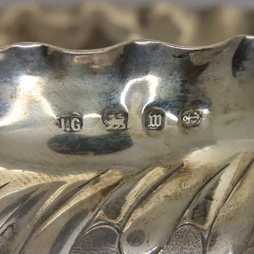 130 - Victorian hallmarked silver pot with repousse floral decoration, Birmingham assay 1896, possibly Jos... 